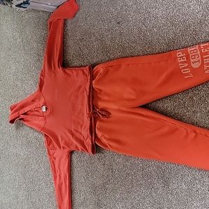 Pink crop hoodie and sweatpants